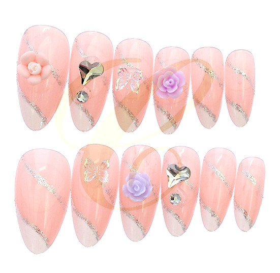Elegant Fashion Nail Art Set 12 Pack Pre Glued Nails (0278) .68 each set