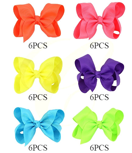 3.9" Gator Clip Hair Bow Asst Colors 24 pcs per pk .34 each
