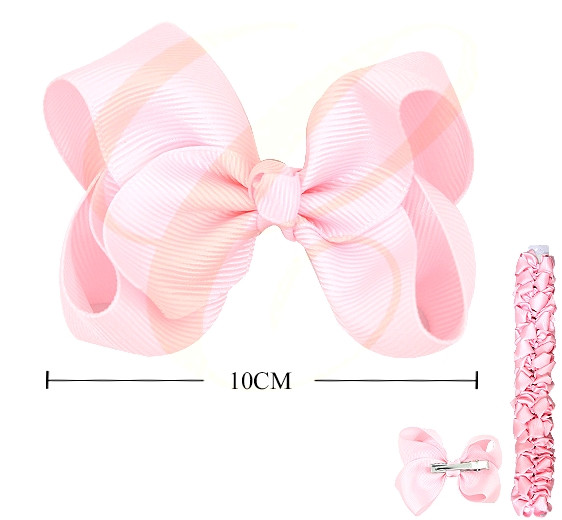 3.9" Gator Clip Hair Bow Light Pink 24 pcs per pk .34 each