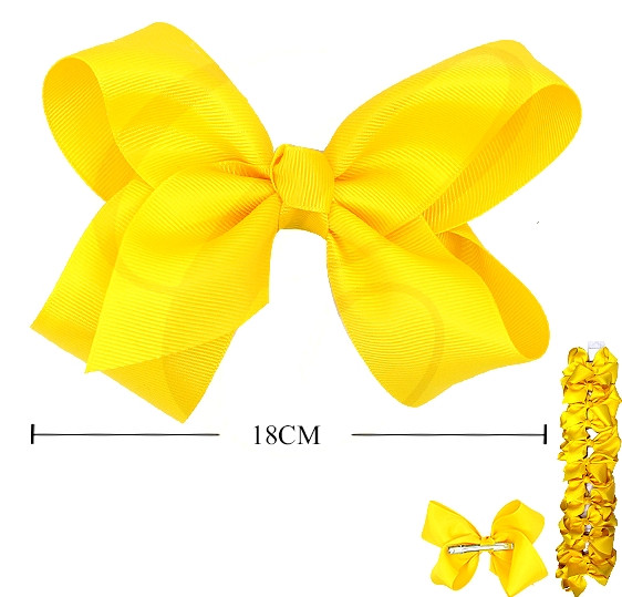 7" Grosgrain Gator Clip Hair Bow Yellow Gold Color .68 each