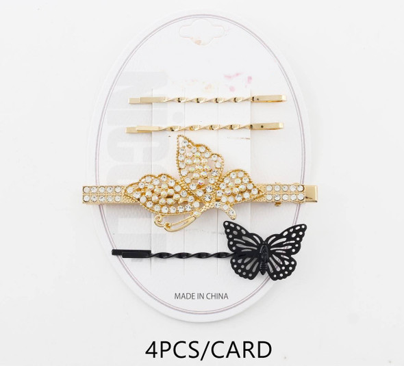 4 Pc Rhinestone Butterfly Hair Pin Set .68 each set