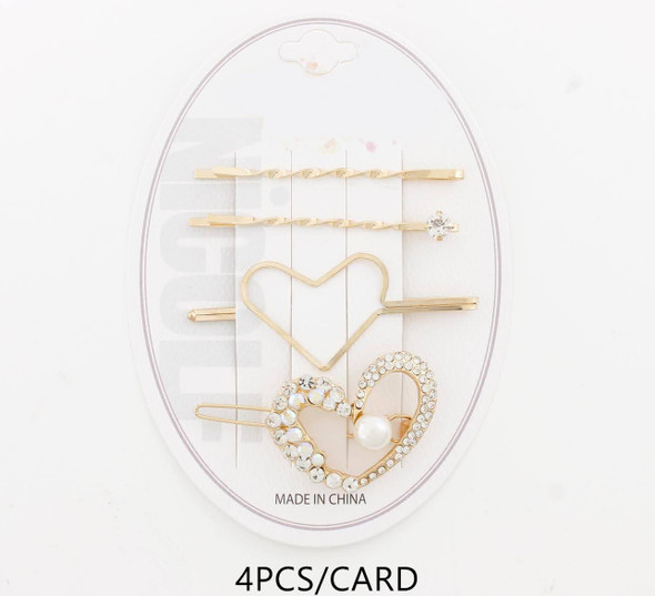 4 Pc Pearl Heart Hair Pin Set .68 each set