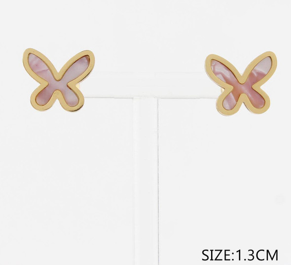 0.5" Gold & Silver Stainless Steel Butterfly Stud Earrings with Inlay .68 each pair