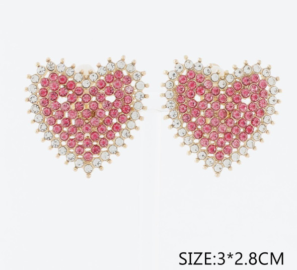 1.2" Rhinestone Heart Stud Earrings .68 each pair