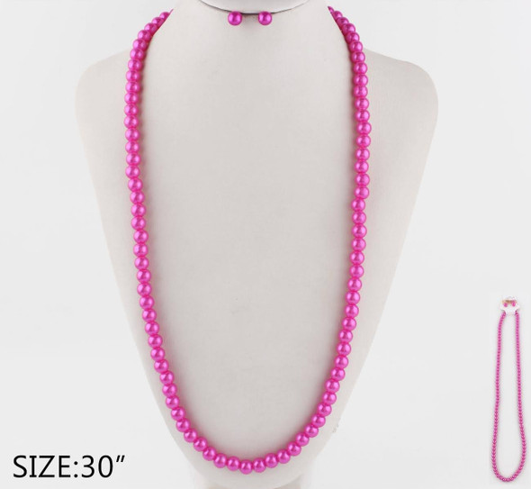 30" Asst Color Pearl Necklace & Earring Jewelry Set .68 each set