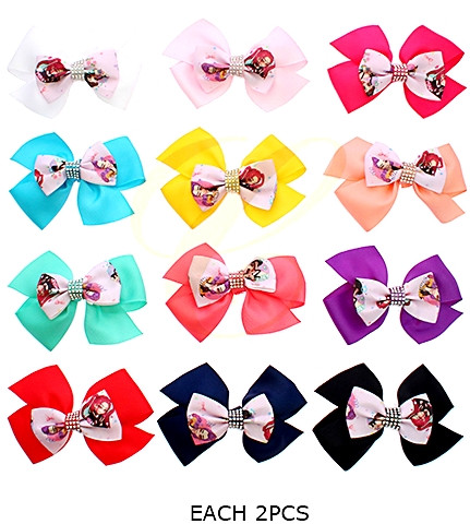 4.3" Novelty Print Gator Clip Hair Bow 24 pcs pk (1253) .34 each