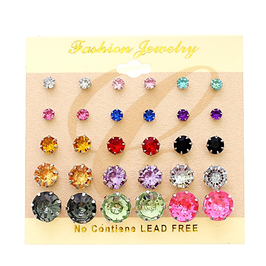 15 Pair Assorted Size & Stone Stud Earrings .68 per set
