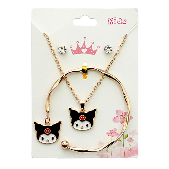 3 Pc Gold & Silver Kids Novelty Jewelry Set – Necklace, Bracelet & Earrings (880) .72 each set
