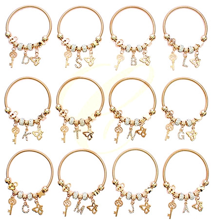 Spring Style Gold Initials Charm Bracelet .68 each