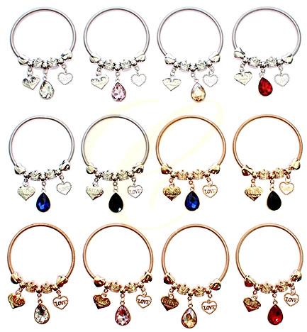 Spring Style Gold & Silver Charm Bracelet with Teardrop Crystal Charm .68 each