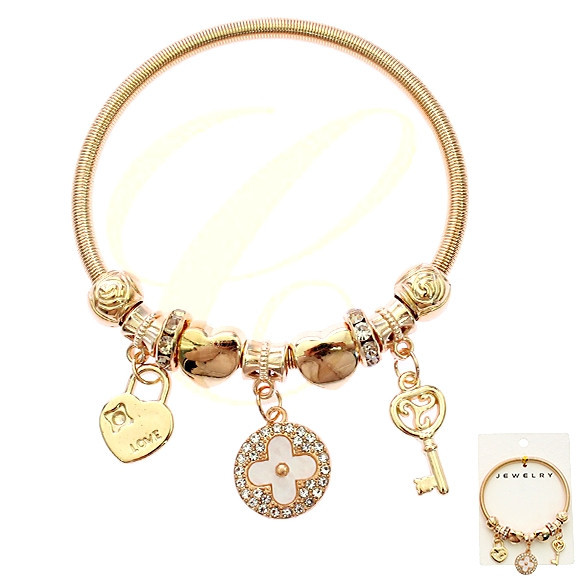 Spring Style Gold & Silver Hi Fashion Charm Bracelet (2303) .68 each