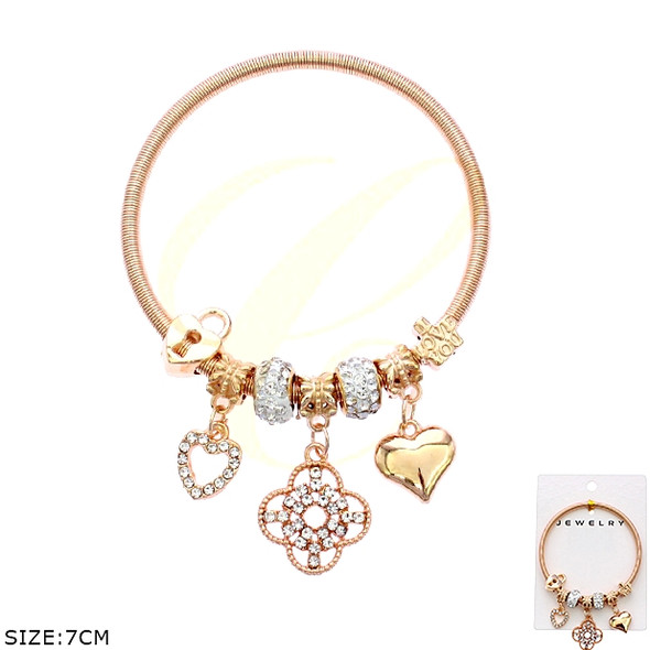 Spring Style Gold & Silver Bracelet w/ Quatrefoil & Heart Charms (2026)  .68 each