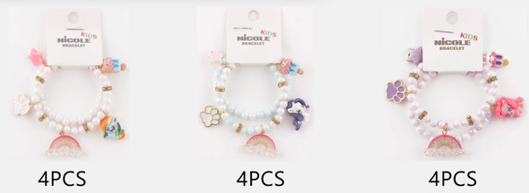 Kids 2 Pc Set Pearl Beaded Mix Charm Bracelet .68 each