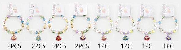 Pastel Beaded Bracelet with Seashell Accents & Shell Starfish Charm .68 each