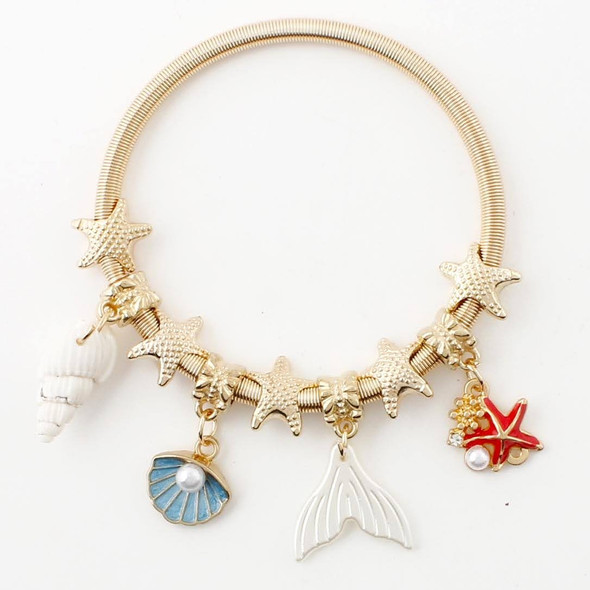 Spring Style Gold & Silver Starfish Sea Life Charm Bracelet .68 each