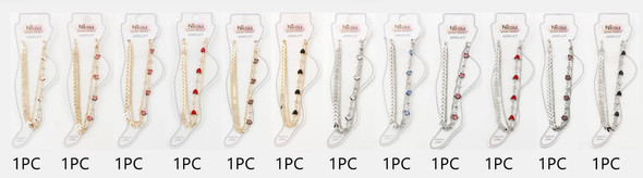 Heart Charm Layered Gold & Silver Anklet .68 each