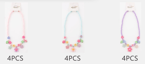 Kids Pastel Flower Charm Beaded Necklace .68 each
