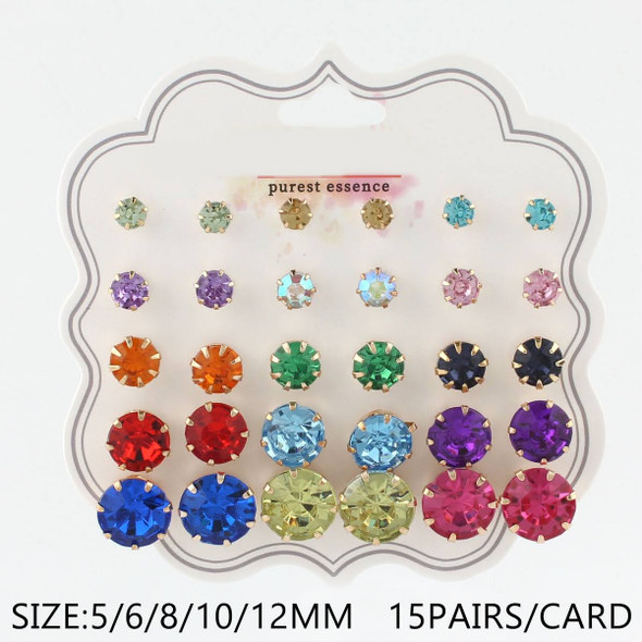 15 Pair Assorted Size & Stone Stud Earrings (3350A) .68 per set