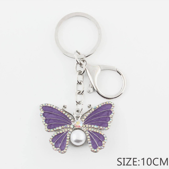 3.9" Rhinestone Butterfly Keychain with Pearl Accent .68 each