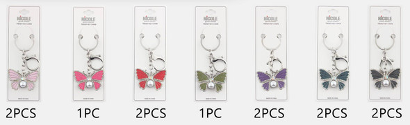 3.9" Rhinestone Butterfly Keychain with Pearl Accent .68 each