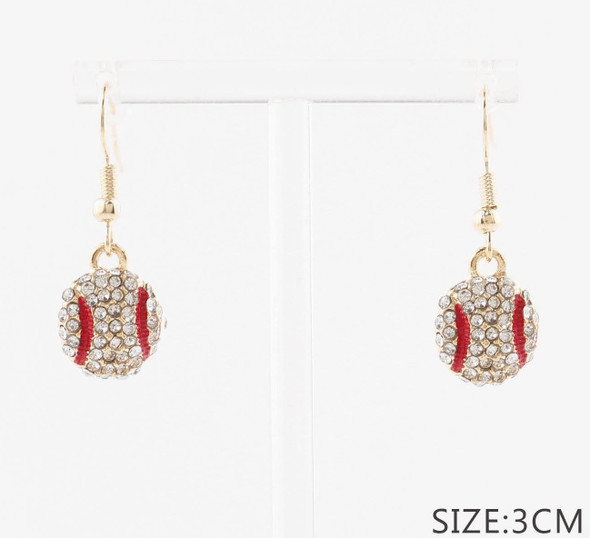 Rhinestone Baseball Stud & Drop Earrings .68 each pair
