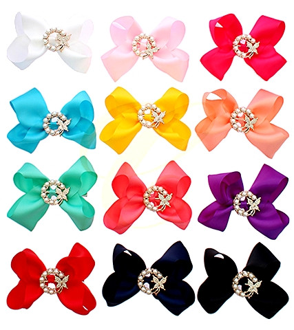 6.1" Pearl Butterfly Ring Gator Clip Hair Bow .68 each
