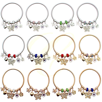 Spring Style Gold & Silver Butterfly & Heart Charm Bracelet.68 each