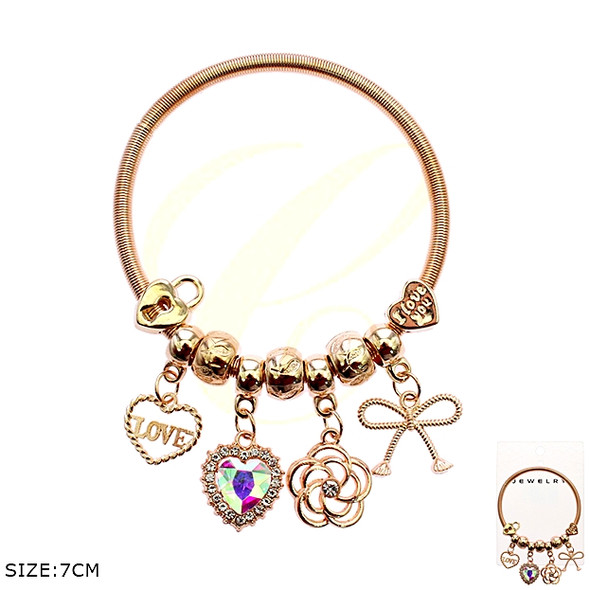 Spring Style Gold & Silver Heart & Love Charm Bracelet.68 each