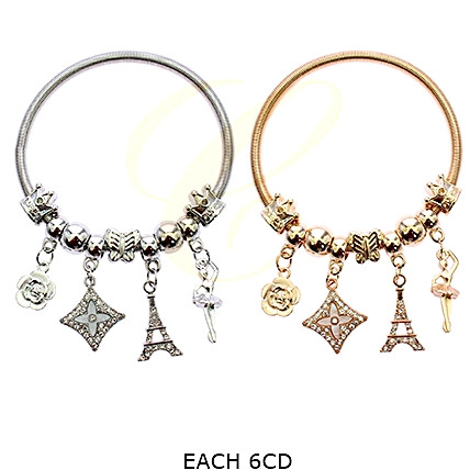 Spring Style Gold & Silver Ballerina Charm Bracelet .68 each