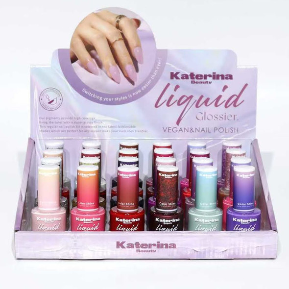Liquid Glossier Vegan Nail Polish 24 pcs per display box  .75 each