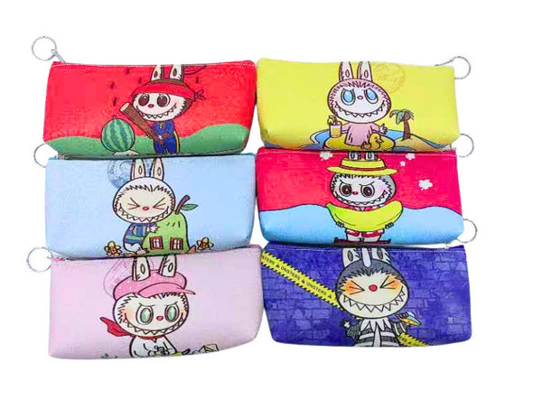7.5" Cute Monster Large Zipper Pouch with Keychain .68 each