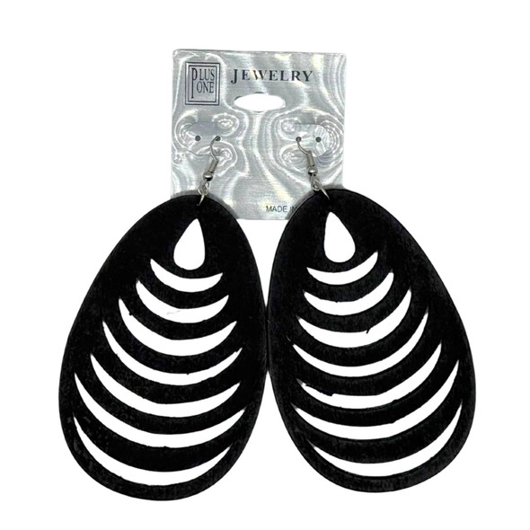 3.5" Layered Cutout Teardrop Wooden Earrings .68 each pair