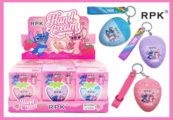 Moisturizing Travel Size Strawberry Hand Cream Keychain w/ Wrist Strap $1.00 each 