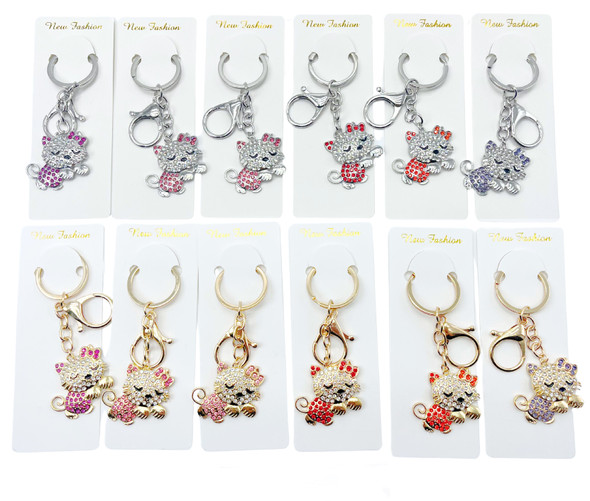 Glittering Cat Gold & Silver Keychain .68 each