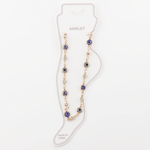Evil Eye Charm Anklet with Crystal Accents .68 each