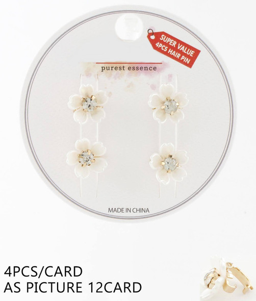 4 Pc Set Daisy Crystal Hair Pins .68 each set