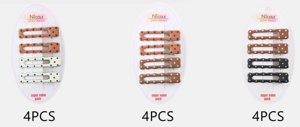 4 Pc Set Polka Dot Hair Clips .68 each set