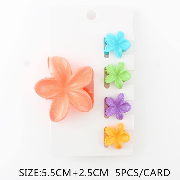 5 Pc Set Glitter Plumeria Flower Hair Clip Set .68 each set