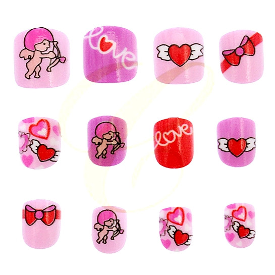 Kids Cupid Mixed Theme Design 12 Pack Pre Glued Nails .68 each set