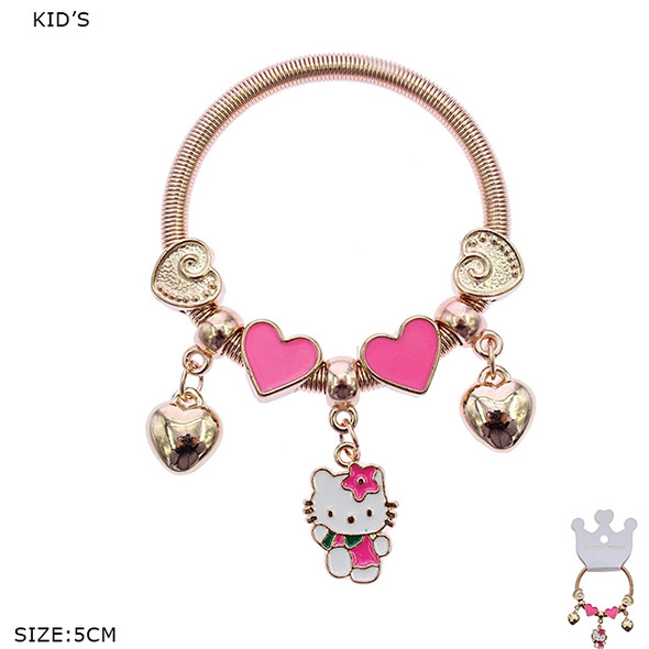 Kids Gold & Silver Spring Style Bracelet w/ Heart Charms .68 each