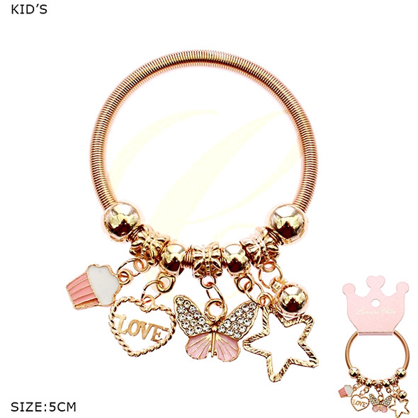 Kids Gold & Silver Spring Style Bracelet w/ Butterfly & Cupcake Charms .68 each