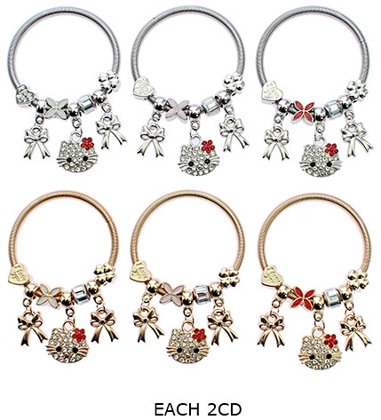Kids Gold & Silver Spring Style Bracelet w/ Bow Charms .68 each
