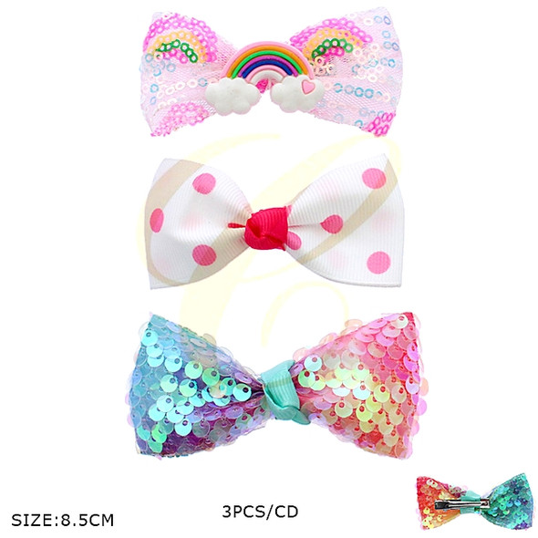 3.3" 3 Pc Set Sequin Hair Clip .68 each set