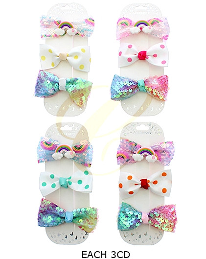 3.3" 3 Pc Set Sequin Hair Clip .68 each set