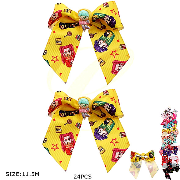 4.5" Novelty Print Gator Clip Hair Bow 24 pcs pack .34 each