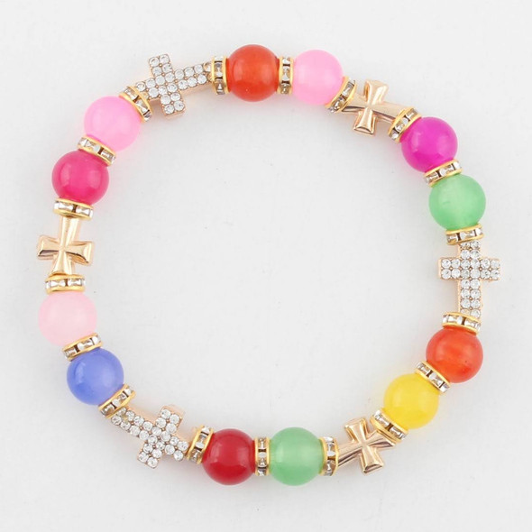 Multicolor Cross Faith Stretch Bracelet .68 each