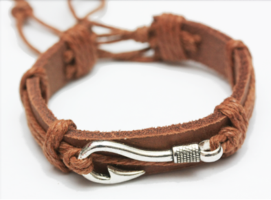 Teen Leather Bracelet w/ Silver Fish Hook .68 each