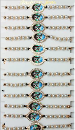 Saint Michael Picture Pearl Adjustable Bracelet .68 each
