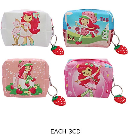 3.3" Novelty Zip Pouch with Strawberry Keychain .68 each