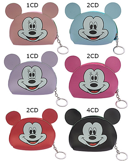 4.7" Mouse Ear Zip Pouch with Keychain .68 each